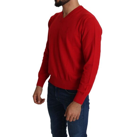 Billionaire Italian Couture Red VNeck Sweater TSH2009 Men Red Sweaters - Picture 2 of 5